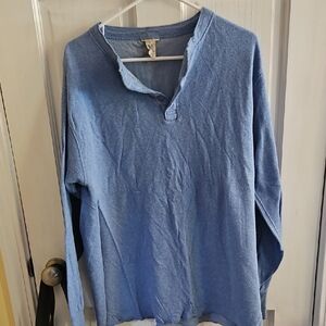 Blue Long Sleeve Henley Shirt